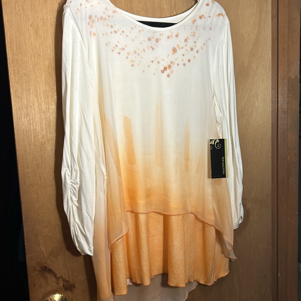 Multiples brand peach and white blouse. New with tags - Picture 4 of 15